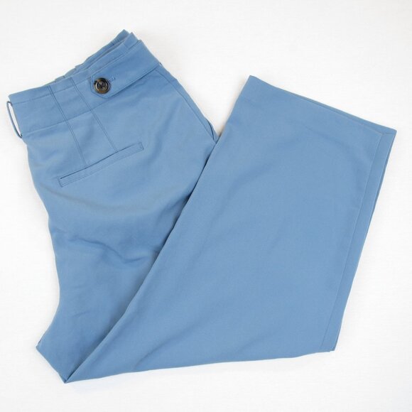 Ann Taylor Women's Pants Blue Waist Tabs Size 14P Wide Leg Trouser Pockets - Picture 3 of 7